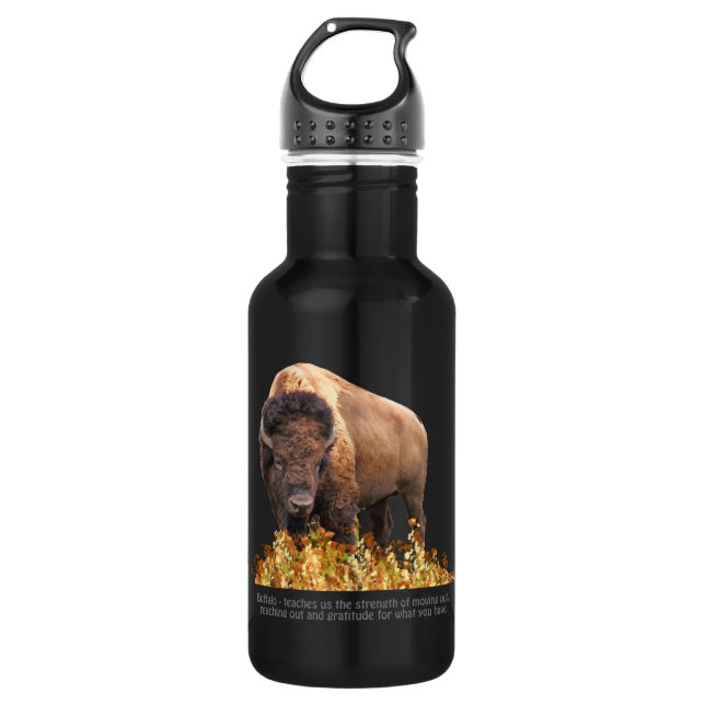 Botella De Agua Espiritual del tótem animal, Bison, Inspiración de (Anverso)