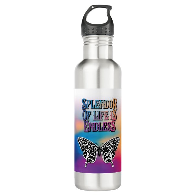 Botella De Agua Esplendor de la vida con mariposa (Anverso)