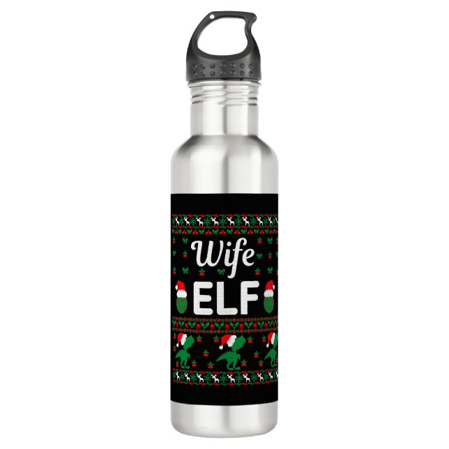 Botella De Agua esposa elf navidades suéter feo (Anverso)