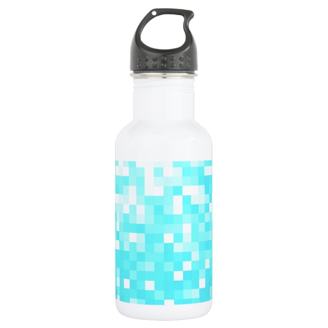 Botella De Agua Espuma de píxeles turquesa (Anverso)