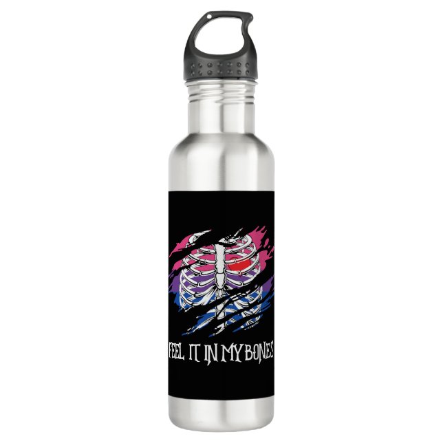 Botella De Agua Esqueleto sobre el fondo de los colores de la band (Anverso)