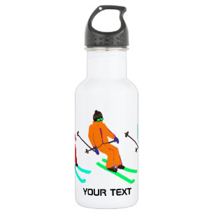 Botella De Agua Esquiador de apertura de esquí de texto personaliz