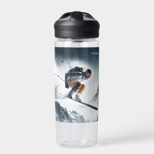 Botella De Agua Esquiador de montaña de nombre personalizado
