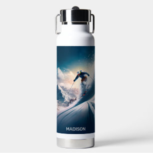 Botella De Agua Esquiador de montaña de nombre personalizado