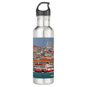 Botella De Agua Esquina de Lisboa con el antiguo ferry en el río T