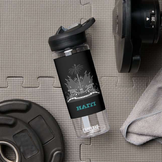 Botella De Agua Estado físico de Haití y escudo de armas/bandera h (Gimnasio)