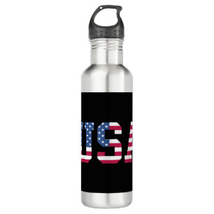 Botella De Agua Estados Unidos Bandera Americana Patriótica Rojo E