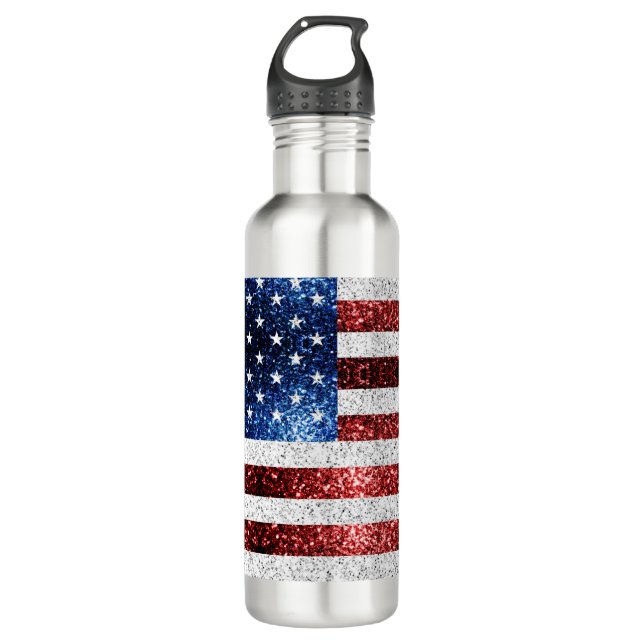 Botella De Agua Estados Unidos bandera azul rojo brillante purpuri (Anverso)