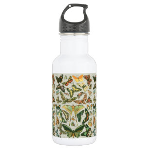 Botella De Agua Estampa de patrón de mariposa polilla vintage