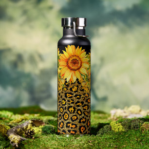 Botella De Agua Estampado animal brillo y girasoles