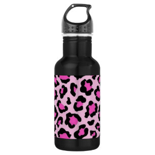 Botella de agua estampado animal rosa negro