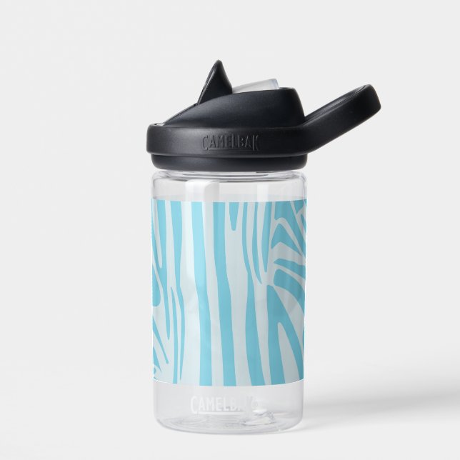 Botella De Agua Estampado de cebra azul y blanco en negrita (Izquierdo)
