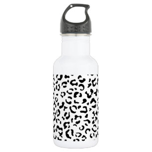 Botella De Agua Estampado de leopardo, manchas de leopardo, negro