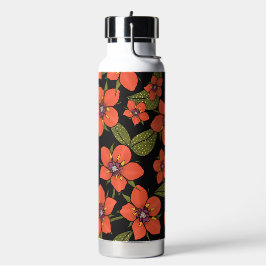 Botella De Agua estampado floral rojo acuarela