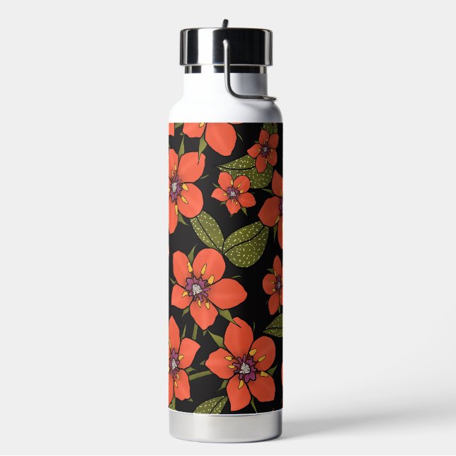 Botella De Agua estampado floral rojo acuarela (Izquierda)