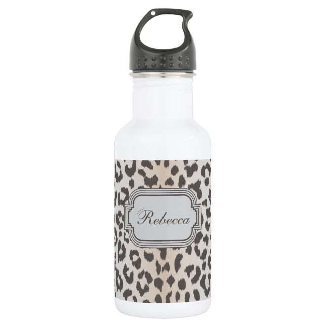 Botella De Agua Estampado leopardo elegante con el monograma (Anverso)
