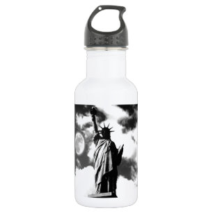 Botella De Agua Estatua blanca y negra de la libertad