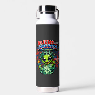 Botella De Agua Estatua de la Libertad alienígena 4 de julio