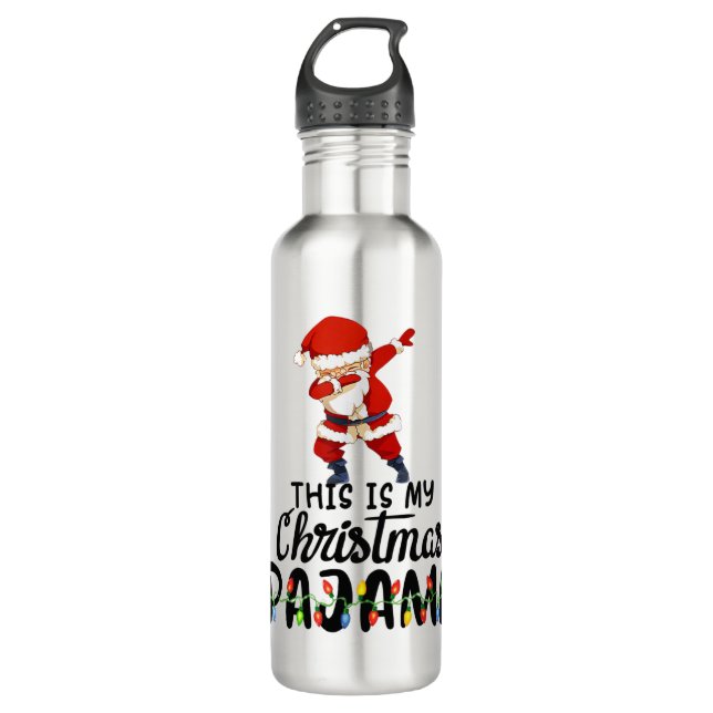 Botella De Agua Este es mi Navidad Pajama Funny Dabbing Santa Cl (Anverso)