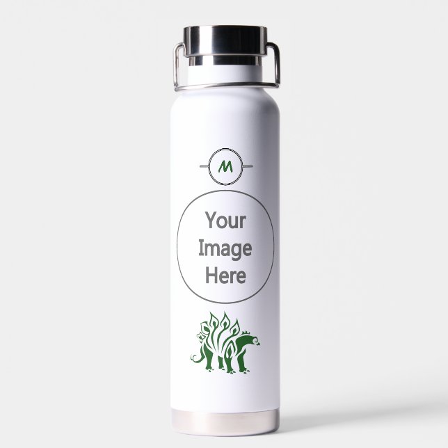 Botella De Agua Estegosaurio verde forestal de dinosaurio (Atrás)