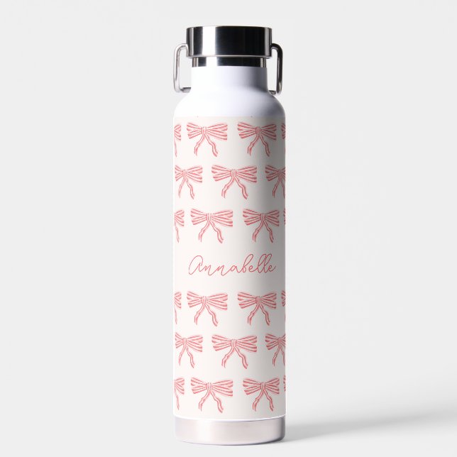 Botella De Agua Estética de coqueta de arcos rayados rosados de Ru (Delantero)
