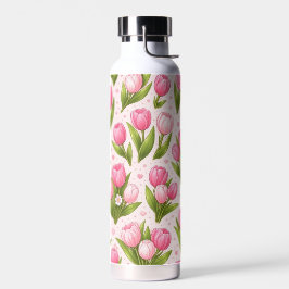 Botella de agua estética de flor de tulipán linda
