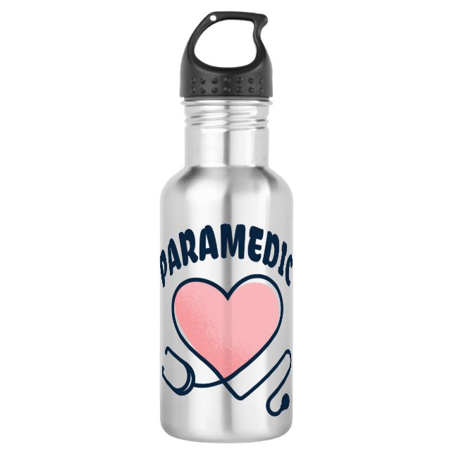 Botella De Agua Estetoscopio de paramédico con corazón (Anverso)