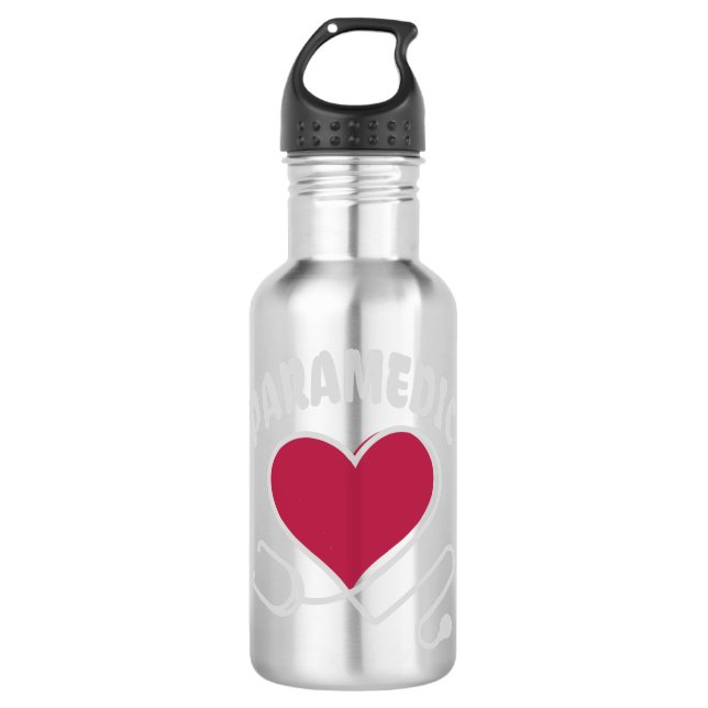 Botella De Agua Estetoscopio paramédico con corazón (Anverso)