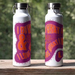 Botella De Agua Estilo de estrella retro naranja púrpura motivacio