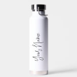 Botella De Agua Estilo de nombre de guión de personalizado<br><div class="desc">Nombre De Guión personalizado Elegante Botella De Agua De Moda. Un diseño sencillo y moderno de color blanco y negro con caligrafía escrita a mano para un aspecto profesional y fresco. Crea tus propios regalos personalizados y ecofriendados. Cualquier tipo de letra,  cualquier color,  nada mínimo.</div>