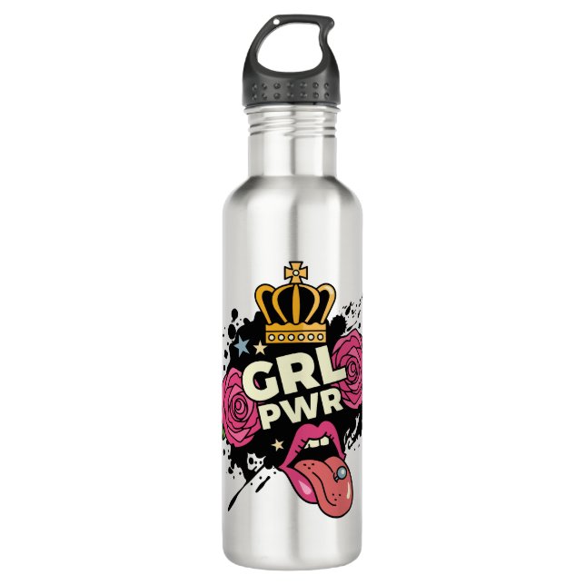 Botella De Agua Estilo de tatuaje de alimentación del Chica (Anverso)