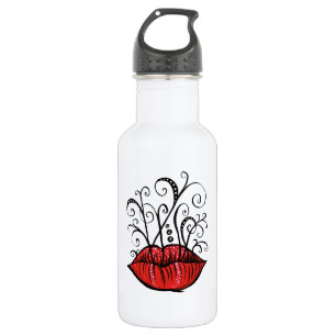 Botella De Agua Estilo de tatuaje de dibujos de tinta de labios ra