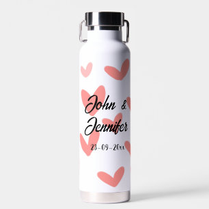 Botella De Agua estilo de texto minimalista simple blanco corazón