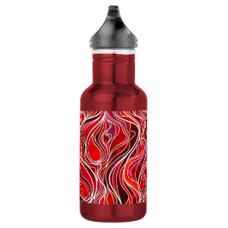 Botella De Agua Estilo de vidrio manchado Psicodélico Rojo