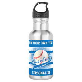 Botella De Agua Estilo retro azul del béisbol