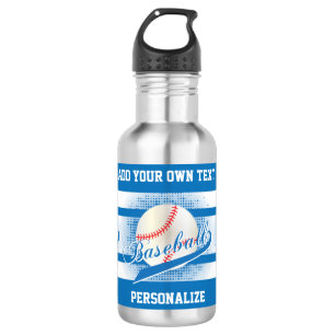 Botella De Agua Estilo retro azul del béisbol