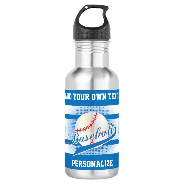 Botella De Agua Estilo retro azul del béisbol (Anverso)