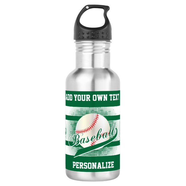 Botella De Agua Estilo retro verde oscuro del béisbol (Anverso)