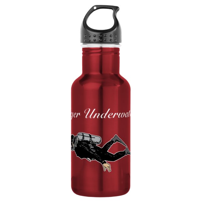 Botella De Agua Estilo Silhouette de buceo Scuba Personaliza (Anverso)