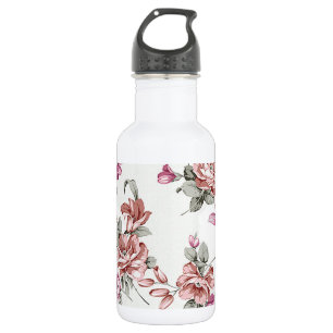 Botella De Agua Estilo Vintage Flores Femeninas Desgastadas
