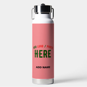 BOTELLA DE AGUA ESTILOSO MODERNO PERSONALIZADO SALMÓN ROSA VERIFIC