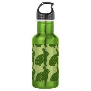 Botella De Agua Estilosos conejitos de hipster verde y fresco