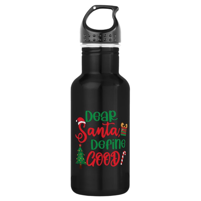 Botella De Agua Estimado Santa Define buenos Navidades graciosos (Anverso)