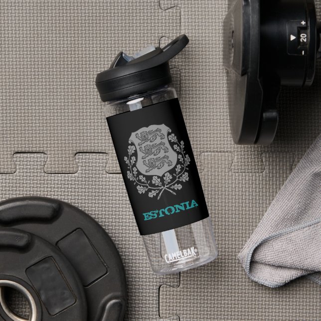 Botella De Agua Estonia Fitness & Escudo estonio / bandera (Gimnasio)