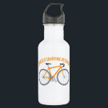 Botella De Agua Estoy disfrutando de la bicicleta divertida de la<br><div class="desc">Esta botella de agua es un gran regalo de retiro para los ciclistas y cualquiera que ame montar en bicicleta. Presenta el gracioso mensaje "Estoy disfrutando de la jubilación" en el naranja sobre el ilustracion de una bicicleta naranja a juego.</div>