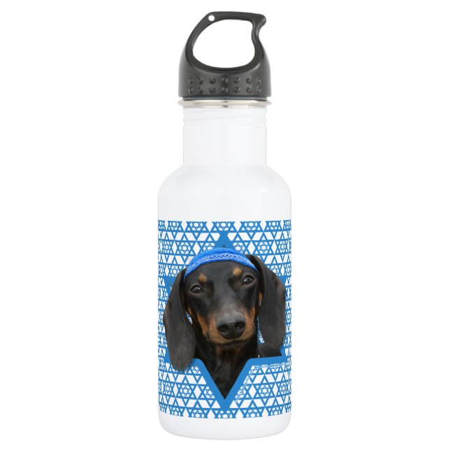 Botella De Agua Estrella de Jánuca de David - Dachshund - Winston (Anverso)