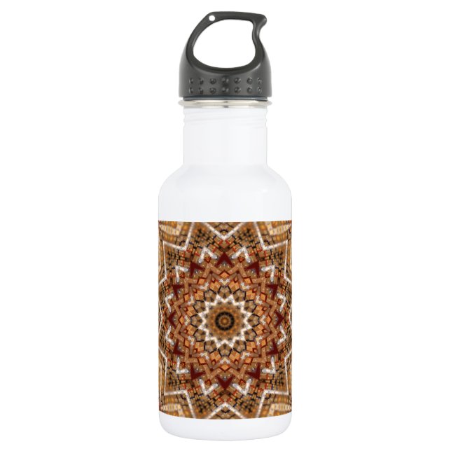 Botella De Agua Estrella Marrón Claro Caleidoscopio (Anverso)