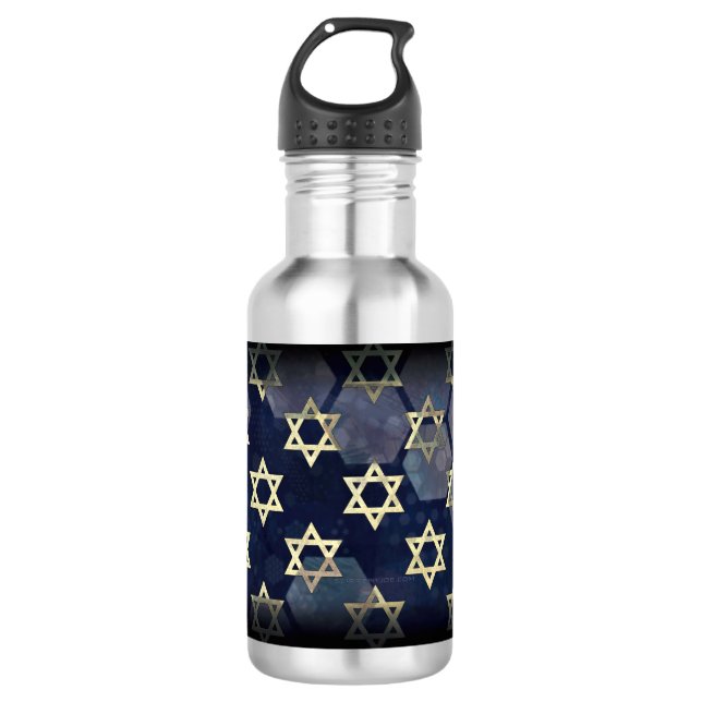 Botella De Agua Estrella múltiple Happy Hanukkah de SlipperyJoe de (Anverso)
