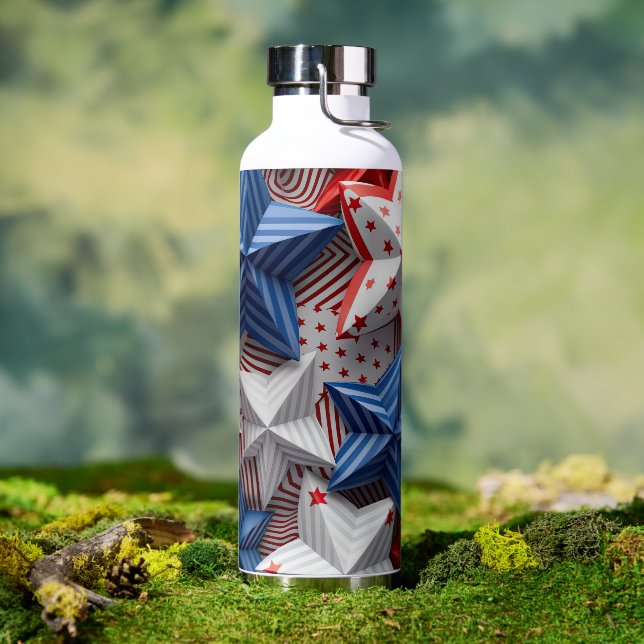 BOTELLA DE AGUA ESTRELLAS AZULES BLANCAS PATRIOTAS (Exterior)