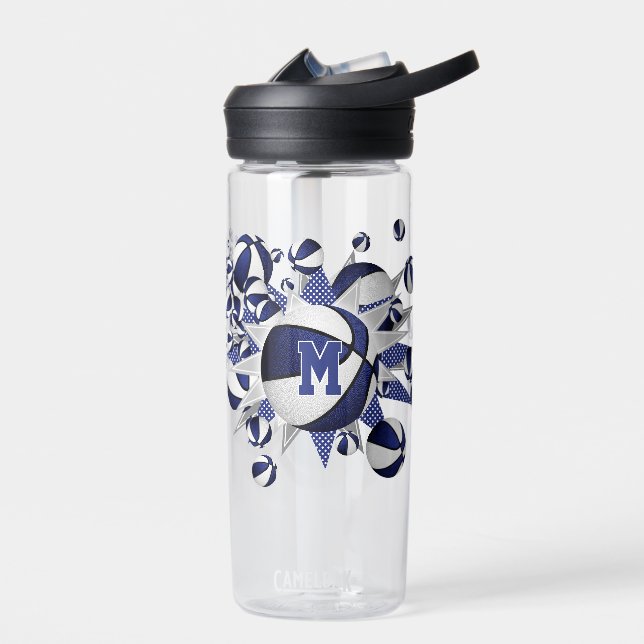 Botella De Agua estrellas de baloncesto azul chicas personalizados (Izquierdo)